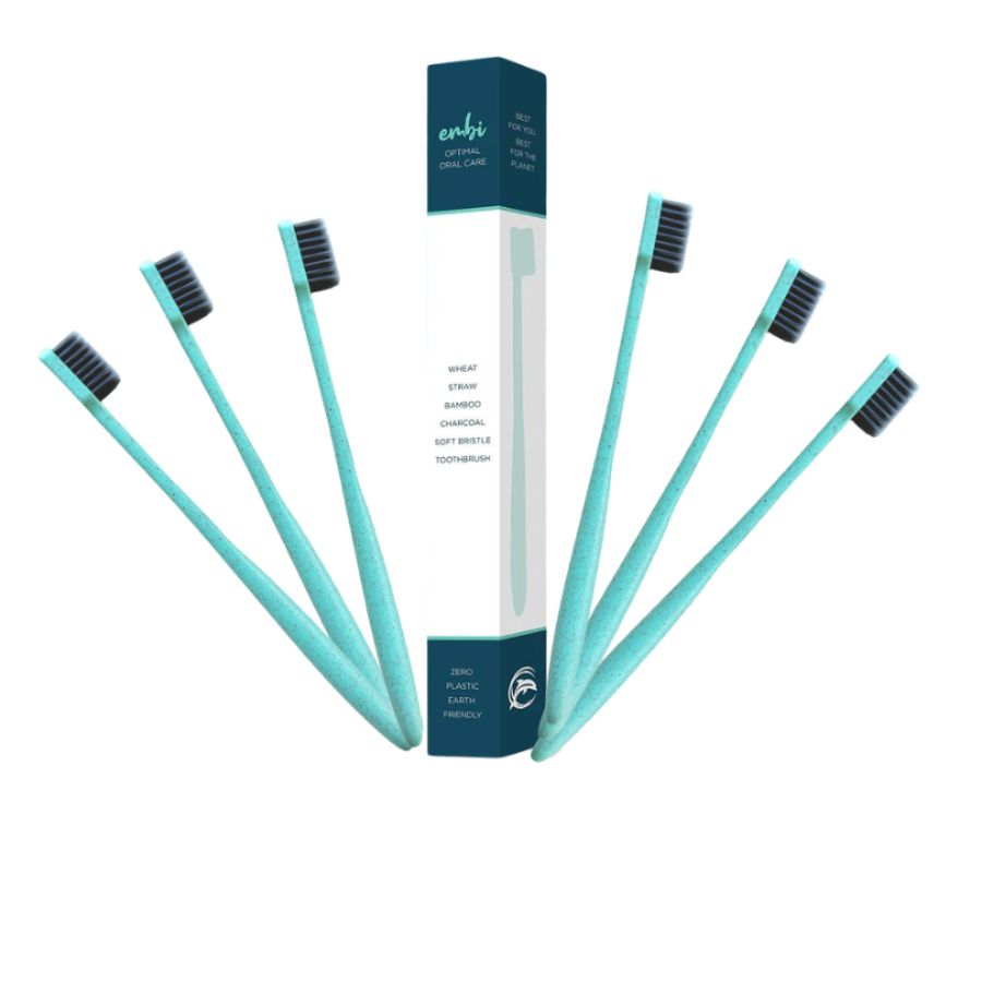 v_ EMBI 6 Pack of soft, small head Bamboo Charcoal Toothbrushes