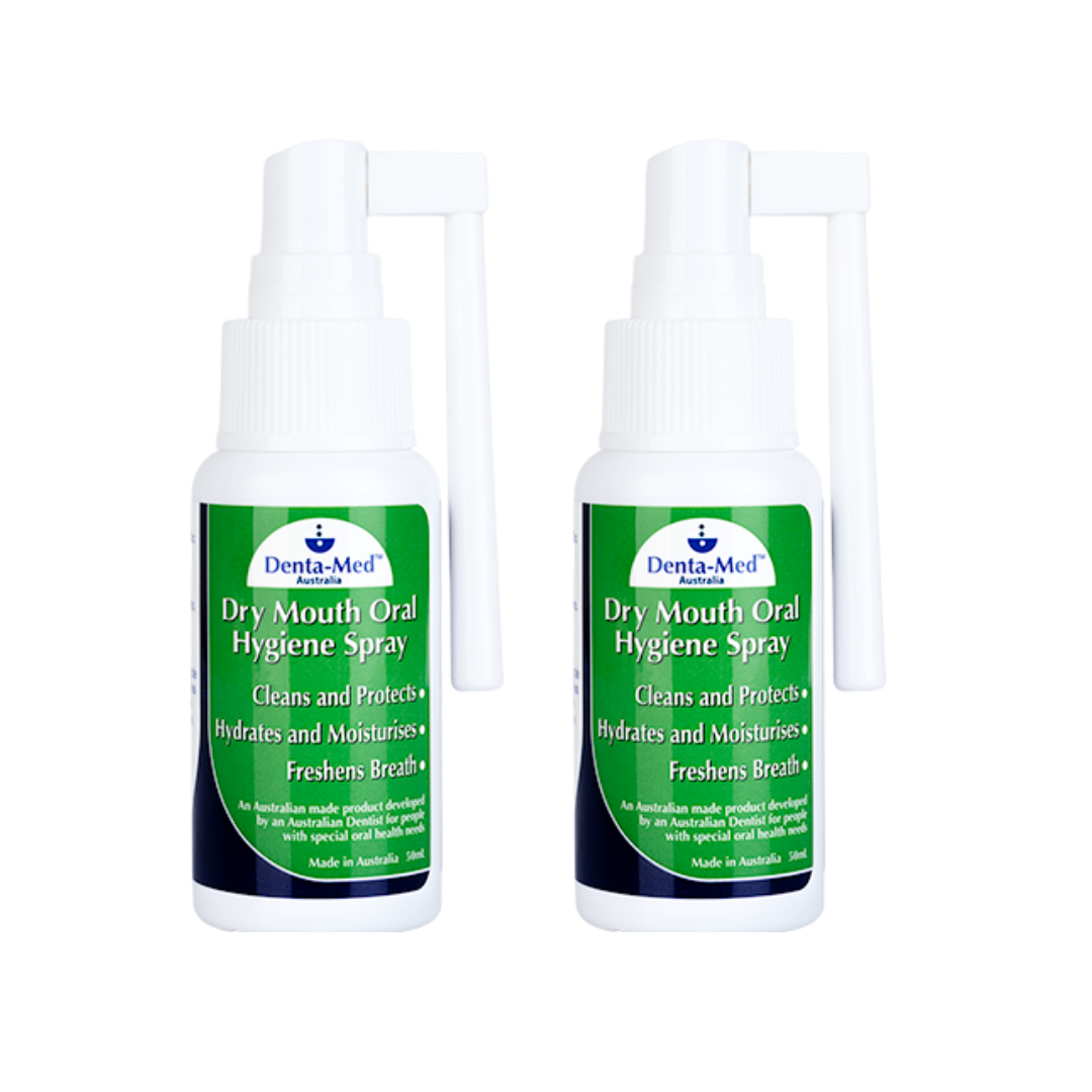 Twin Pack_Denta-Med Dry Mouth Oral Hygiene Spray 50mL with extended 360 nozzle